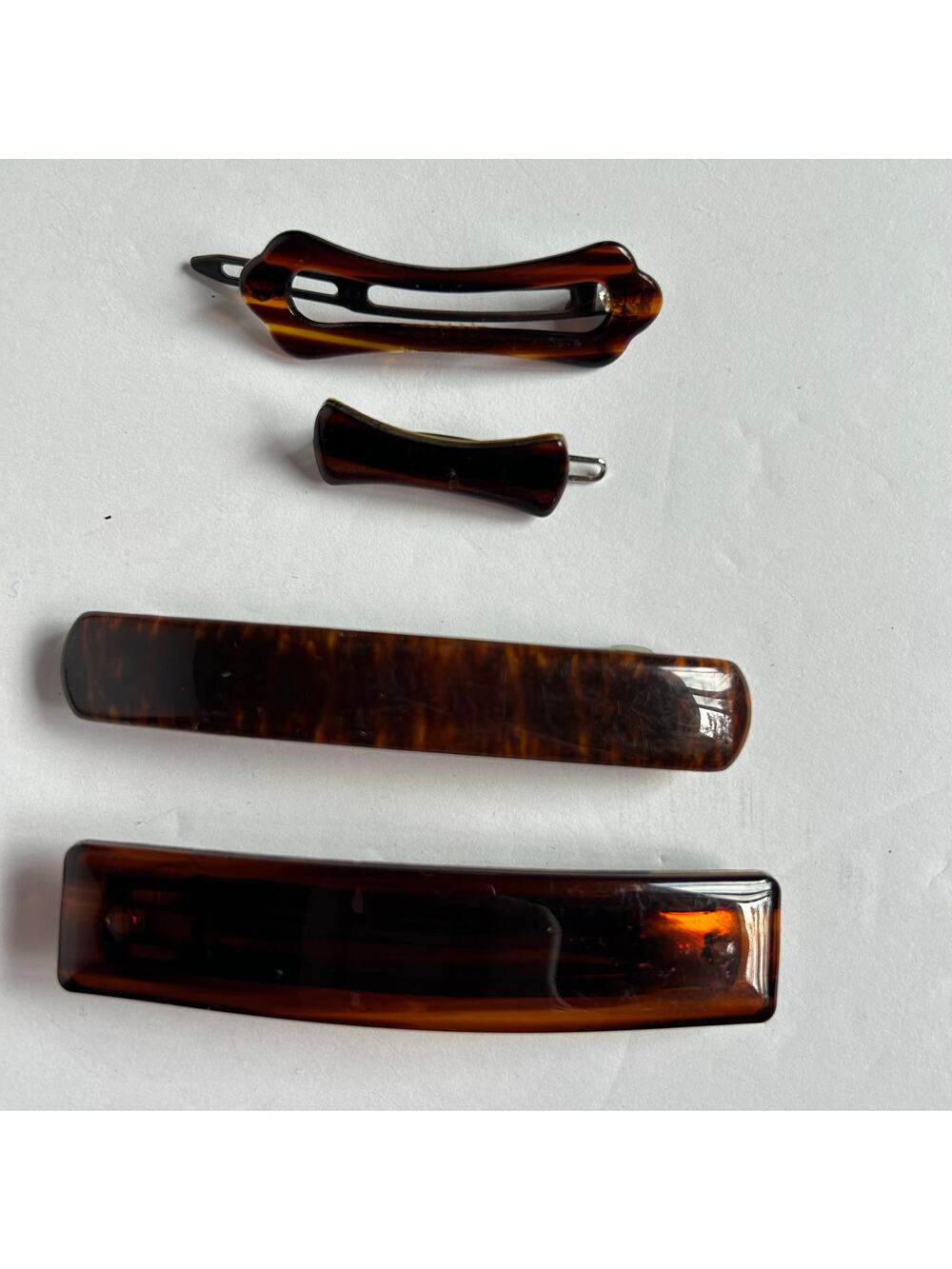 Vintage Tortoise Shell Hair Barrette Lot – 4 Pc 80s/90s Brown Clips